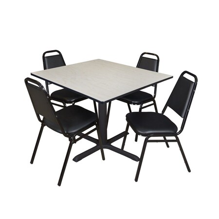 Cain Cain Square Table & Chair Set, Wood, Metal, Vinyl Top, Maple TB4848PL29BK